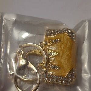 NWOT "Hard To Find In" Light Yellow Or Tan" and Gold Keychain Or Bag Charm